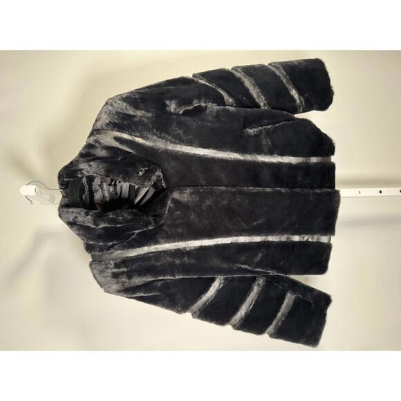 Colleen Lopez Black Faux Fur Jacket Cropped Plush Coat Size XXS - Picture 2 of 6